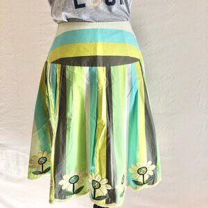 Stripe Embroidered Full Skirt Size 8 Cottagecore
